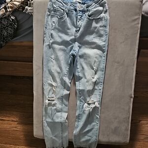 Light Blue Distressed Skinny Jeans for Women